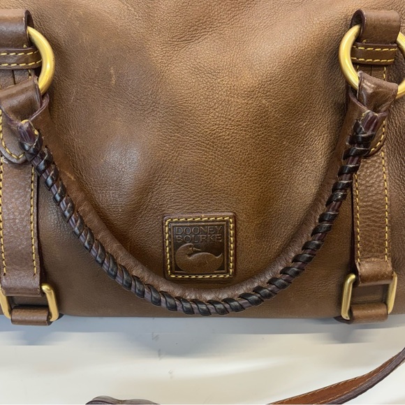 Dooney & Bourke Florentine Leather Satchel Shoulder Handbag Brown Chestnut Large - Picture 4 of 13
